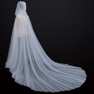 Cape transparente à longue traîne avec capuche lingerie gothique sexy Nuit noire - GUAPPAA