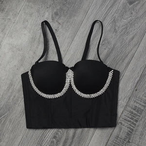 Bustier à strass chic noir blanc Luxia - GUAPPAA