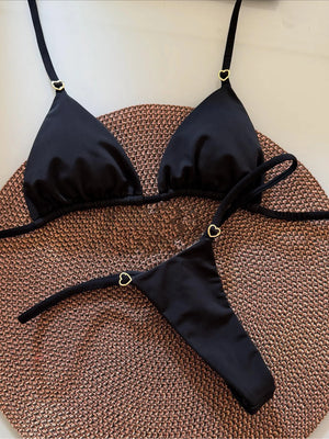 Bikini noir léopard Cala Sombra Guappaa avec détails à lacets et coupe deux pièces
