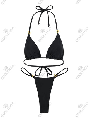 Silhouette complète avec bikini noir léopard Cala Sombra pour plage et piscine Guappaa