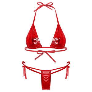 Bikini métallisé Altea taille basse, silhouette graphique proposée en plusieurs couleurs, Guappaa