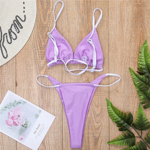 Bikini Taormina violet et rose sans armatures au style Y2K, vue produit Guappaa 02