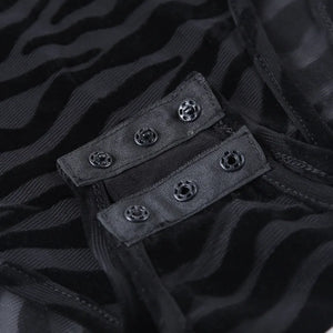 Body Mystère en maille noire transparente à motif zébré et col montant – GUAPPAA – photo 11