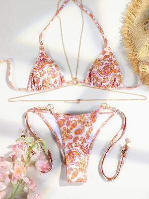 La Chainette - Micro Bikini Triangle Imprime Chaines Taille Basse Jaune - Maillot de bain - image 2