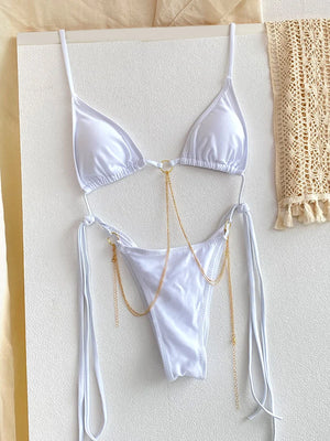 La Chainette - Micro Bikini Triangle Imprime Chaines Taille Basse Jaune - Maillot de bain - image 6