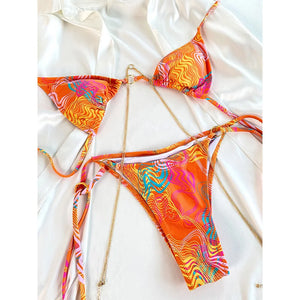 La Chainette - Micro Bikini Triangle Imprime Chaines Taille Basse Jaune - Maillot de bain - image 13