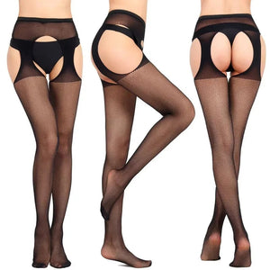 Les Jambes Noires, bas résille et porte-jarretelles Nuit Rouge – visuel 6
