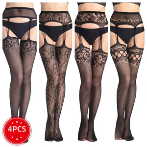 Les Jambes Noires, bas résille et porte-jarretelles Nuit Rouge – visuel 21