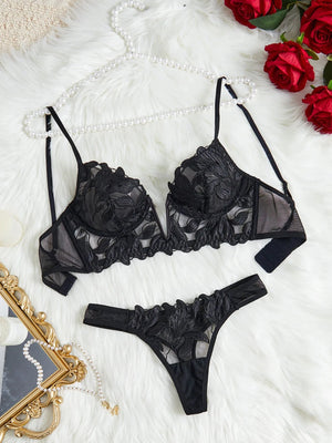 Ensemble lingerie floral brodé Le Marais — vue 30