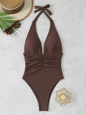 Vue arrière du maillot une pièce Cala Vento montrant son dos dégagé et sa ligne balnéaire