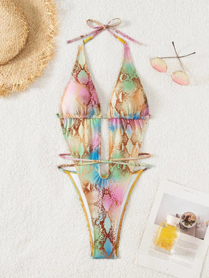 Maillot une pièce vert clair Cala Verde à imprimé effet serpent pour femme signé Guappaa