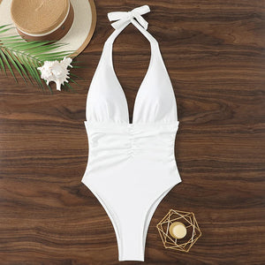 Détail de la coupe du maillot une pièce licou Cala Vela pour femme