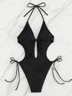 Maillot de bain une pièce découpé La Ligne Solaire noir dos