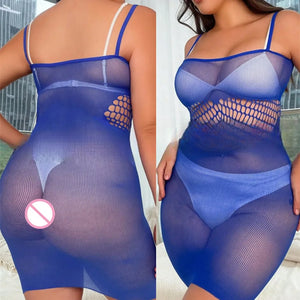 Présentation générale des motifs de la mini robe résille noire multi-modèles La Nuit Tressée