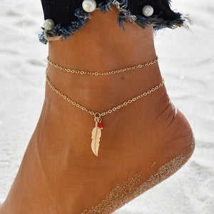 Bracelet de cheville doré à pendentifs Sola - GUAPPAA
