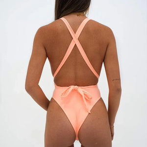 Estepona maillot de bain une pièce string tanga décolleté plongeant dos nu croisé - GUAPPAA