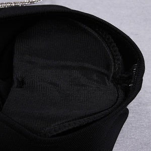Robe cocktail asymétrique à strass une manche Coco - GUAPPAA