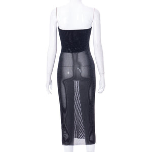 Robe fourreau noire transparente longue Midnight - GUAPPAA