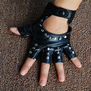 Gants sans doigts à rivets en simili femme punk rock Kiss - GUAPPAA