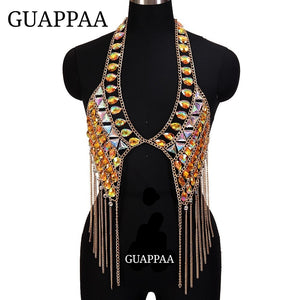 Tenue sexy strass ensemble deux pièces strip-tease gogo-dance carnaval free rave party La Parade - GUAPPAA