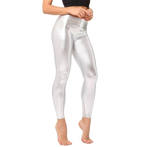 Legging femme métallique brillant sexy L'Inox - GUAPPAA argenté