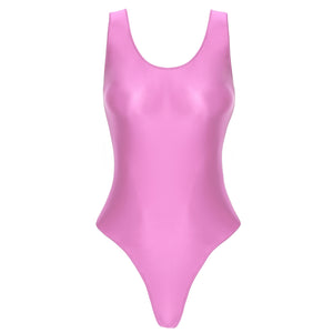Maillot de bain une pièce échancré tanga satiné Saya - GUAPPAA
