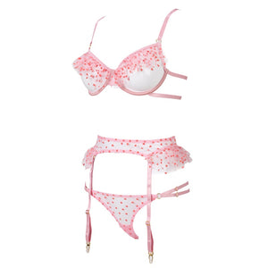 Ensemble string porte-jarretelles soutien-gorge lingerie érotique transparente Lance-coeur - GUAPPAA