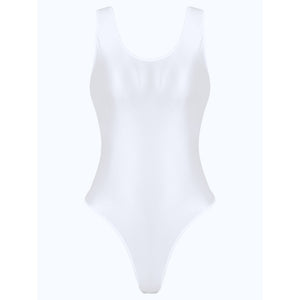 Maillot de bain une pièce échancré tanga satiné Saya - GUAPPAA