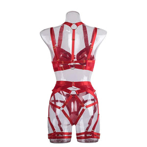 Ensemble lingerie sexy femme à bandes quatre pièces glamour L'Evidence - GUAPPAA