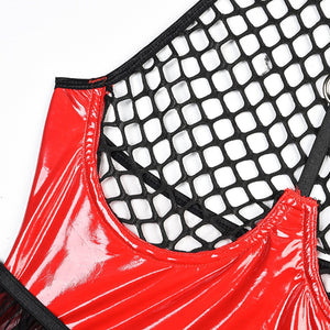Body string latex seins nus résille à tirette et anneaux jupette frou-frou Hello Paris - GUAPPAA