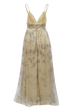 Robe longue fendue dos nu à sequins élégante La Bégude - GUAPPAA
