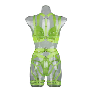 Ensemble lingerie sexy femme à bandes quatre pièces glamour L'Evidence - GUAPPAA