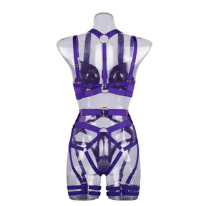Ensemble lingerie sexy femme à bandes quatre pièces glamour L'Evidence - GUAPPAA