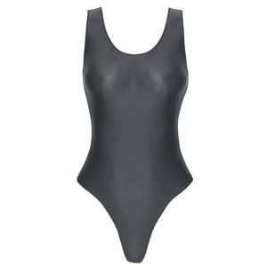 Maillot de bain une pièce échancré tanga satiné Saya - GUAPPAA