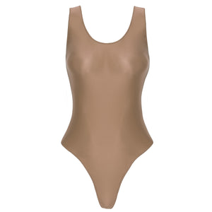 Maillot de bain une pièce échancré tanga satiné Saya - GUAPPAA