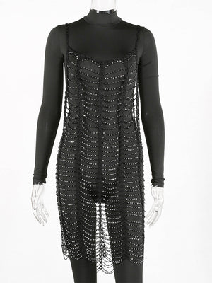 Micro robe résille à strass filet de pêche transparente sexy Loma - GUAPPAA