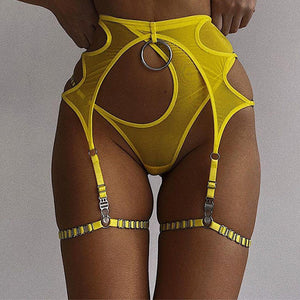 Lingerie érotique ensemble quatre pièces asymétrique luxe La Courbure - GUAPPAA