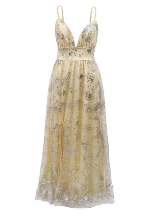 Robe longue fendue dos nu à sequins élégante La Bégude - GUAPPAA