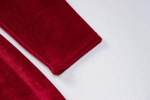 Robe longue fendue spaghetti velours à manche longue asymétrique une épaule dénudée Marbella - GUAPPAA