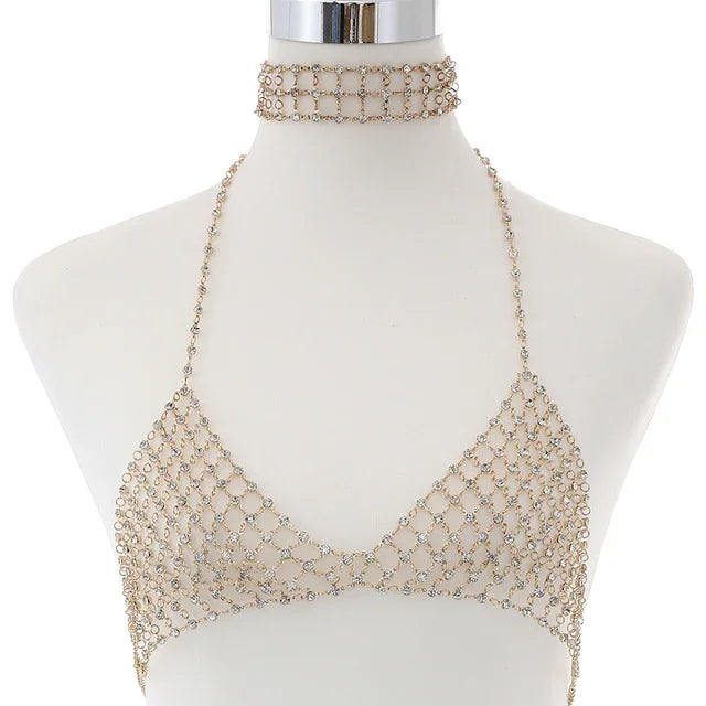 Soutien-gorge transparent en maille métal à strass bijoux Dido - GUAPPAA
