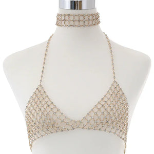 Soutien-gorge transparent en maille métal à strass bijoux Dido - GUAPPAA