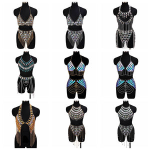 Tenue sexy strass ensemble deux pièces strip-tease gogo-dance carnaval free rave party La Parade - GUAPPAA
