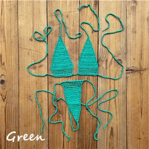 Micro bikini sexy crochet tricoté extrême string ficelle deux pièces San Cual - GUAPPAA