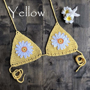 Micro bikini string ficelle crochet extrême deux pièces tricoté main Paquerettes - GUAPPAA