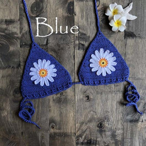 Micro bikini string ficelle crochet extrême deux pièces tricoté main Paquerettes - GUAPPAA