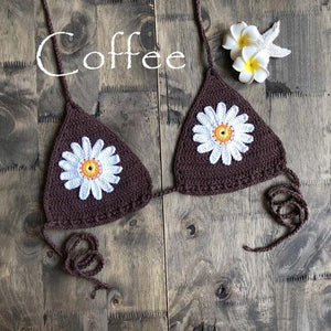 Micro bikini string ficelle crochet extrême deux pièces tricoté main Paquerettes - GUAPPAA