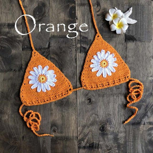 Micro bikini string ficelle crochet extrême deux pièces tricoté main Paquerettes - GUAPPAA