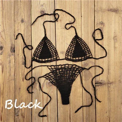 Micro bikini string ficelle brésilien tricoté crochet extrême semi-transparent sexy Seral - GUAPPAA