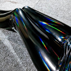 S-XL Legging vinyle brillant noir taille haute hologramme - GUAPPAA