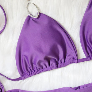 Maillot de bain string tanga ficelle deux pièces push-up à strass Le Majestic - GUAPPAA